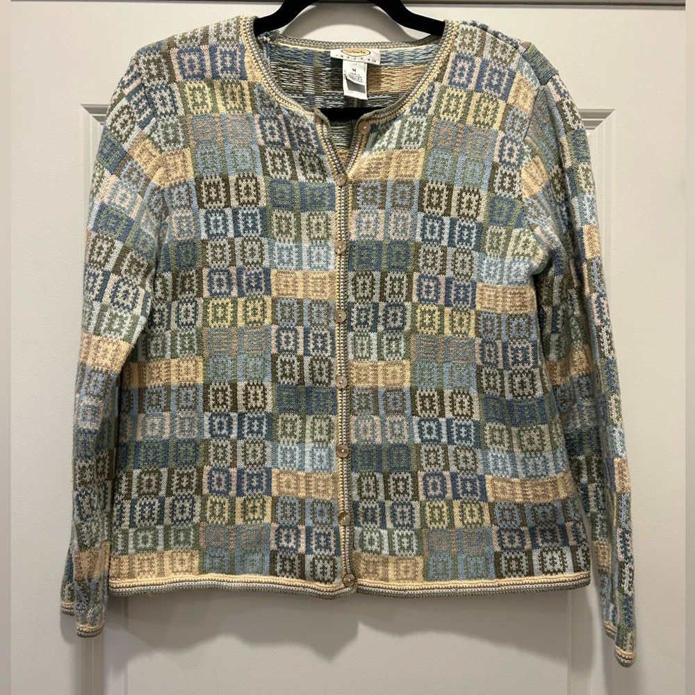 Talbots Vintage Knit Cardigan Sweater 100% Cotton Button Front Cottagecore | PM